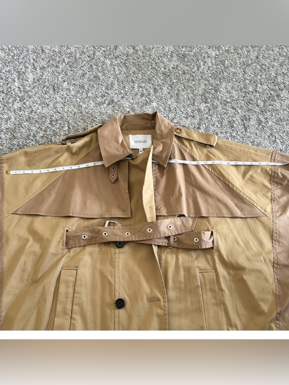 10 Crosby Derek Lam color blocked tan Jacket cape style trench two tone khaki - Picture 6 of 7